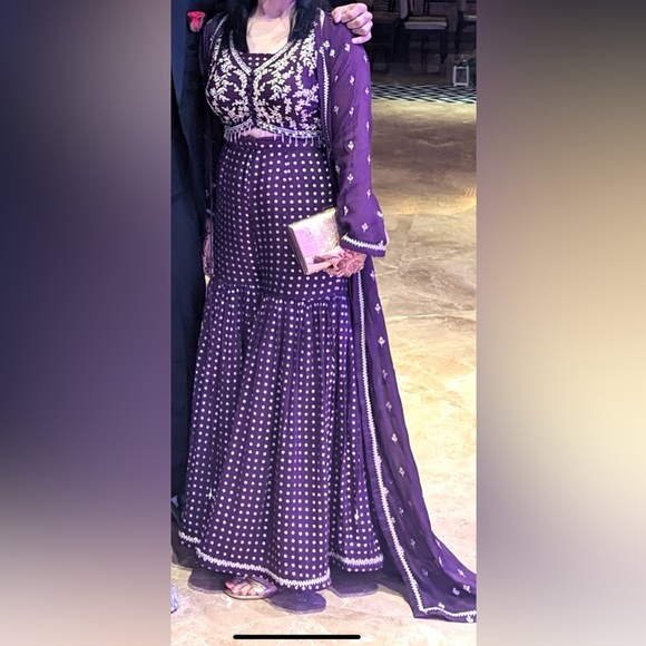 Purple Gharara 3 piece set - Picture 1 of 2